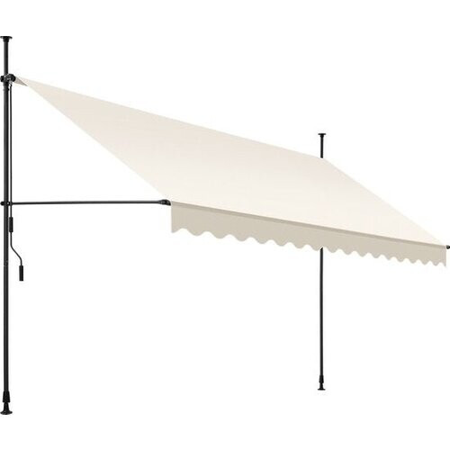 Tweedekans tectake - klemluifel - Zonnescherm – Zonneluifel - Verstelbaar - Klem-zonwering - Zonnescherm Balkon - 400 x 180 cm - beige – zonwering Tweedehands