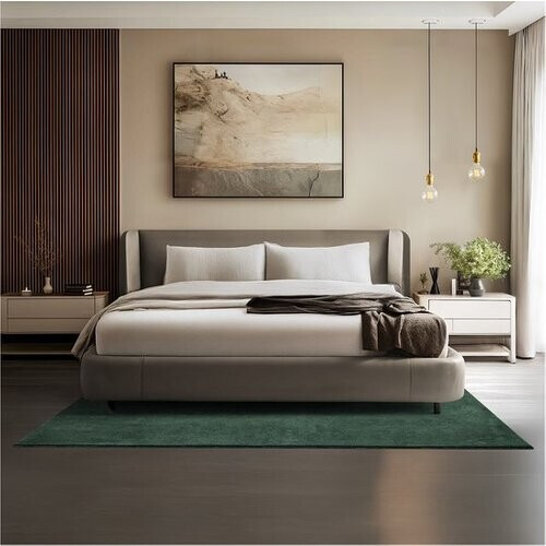 Tweedekans tectake® Kortpolig Vloerkleed - 140 x 200 cm - Groen - Tapijt voor Woonkamer, Slaapkamer, Eetkamer - Onderhoudsvriendelijk en Wasbaar - Antislip Ondertapijt - Allergievriendelijk - Diverse maten en kleuren Tweedehands