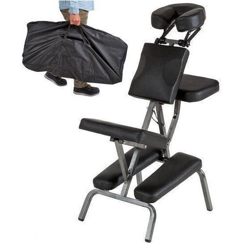 Tweedekans tectake® - Massagestoel, behandelstoel met dikke bekleding zwart inclusief zwarte draagtas Tweedehands