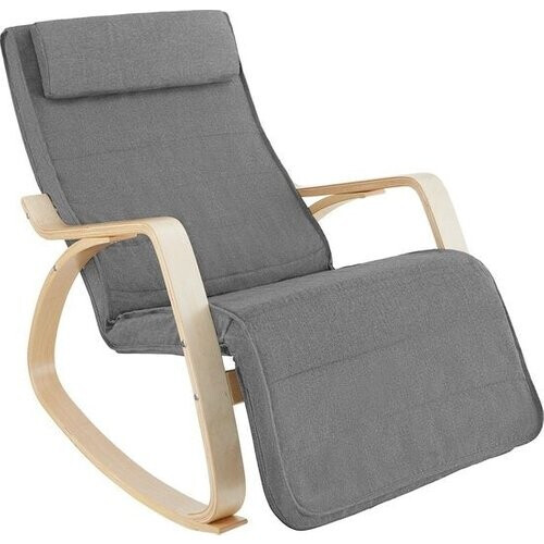 Tweedekans tectake - Schommelstoel Onda fauteuil - verstelbare voetensteun - lichtgrijs - 403529 Tweedehands