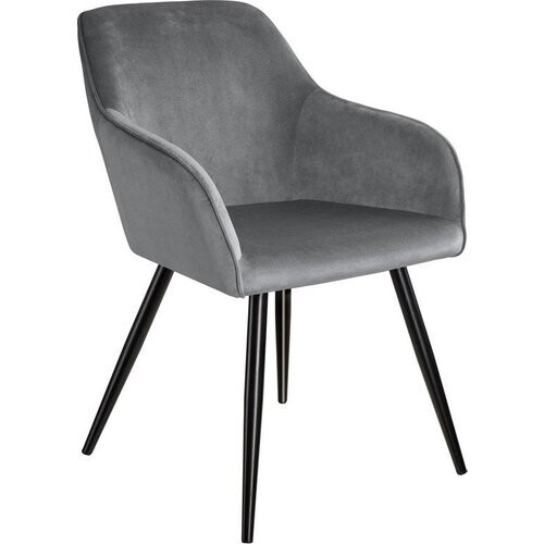 Tweedekans tectake® - Stoel - eetkamerstoel - Marilyn fluweellook zwart / grijs - 403659 Tweedehands