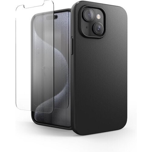 Tweedekans Telefoonhoesje Zwart Geschikt voor Iphone 15 Hoesje Met Screenprotector Beschermglas Tweedehands