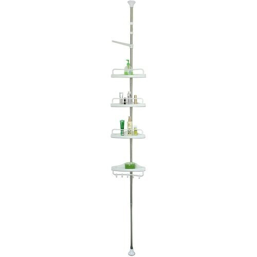 Tweedekans Telescopisch doucherek van chroom, verstelbaar 155 - 320 cm met extra handdoekrek Tweedehands