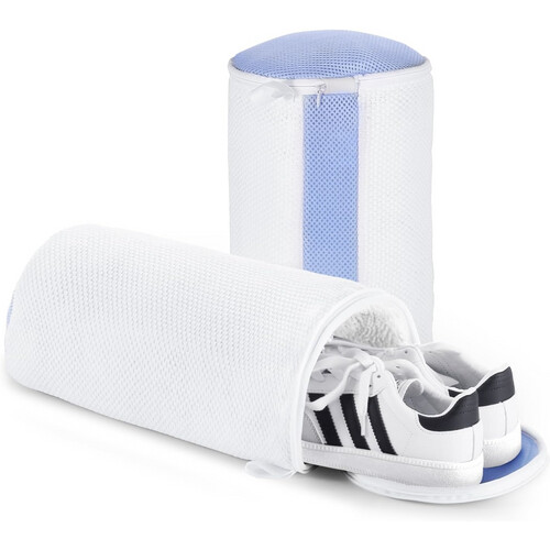 Tweedekans Teletrogy Schoenwaszak Met Chenille Microvezels – 2 Vakken – Verborgen Rits – 32 x 18 cm – Wit Tweedehands