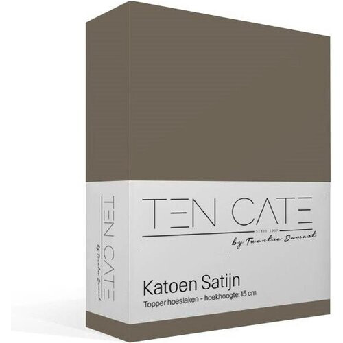 Tweedekans Ten Cate Hoeslaken - Hoeslaken Topper 160x200 - Hoeslaken 160x200 - Geschikt voor Topper Matras 160 x 200 - Katoensatijn - Topdekmatras 160x200 - Hoekhoogte 10 cm - Taupe Tweedehands