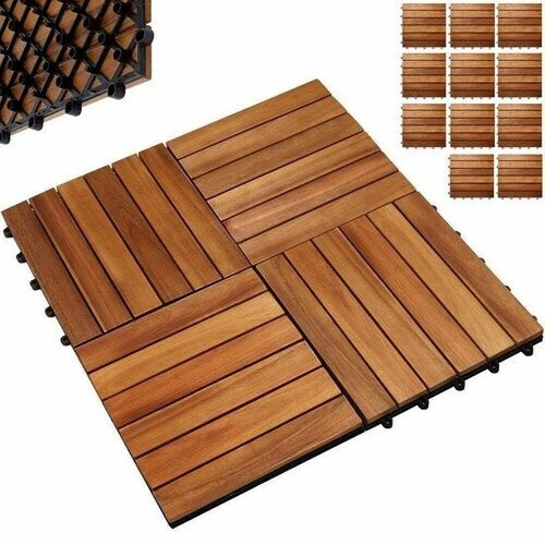 Tweedekans Terrastegels, acaciahout, set van 11, 30 x 30, tuintegels, balkontegels Tweedehands