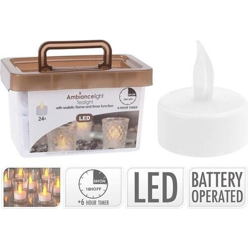 Tweedekans Theelichtjes LED - Box met 24 stuks INCLUSIEF batterij EN Timer Tweedehands