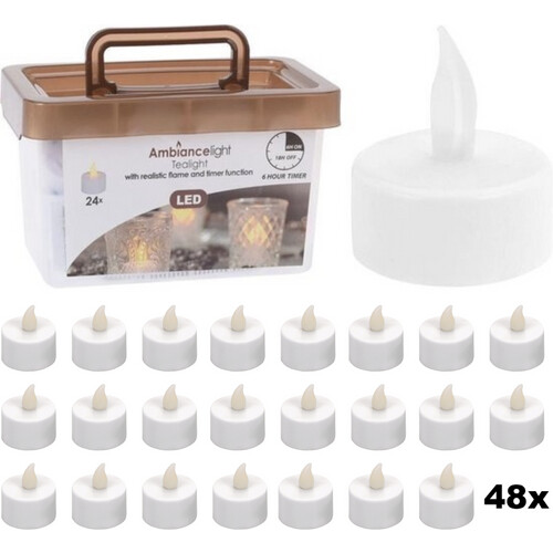 Tweedekans Theelichtjes LED - Box met 48 stuks INCLUSIEF batterij EN Timer Tweedehands