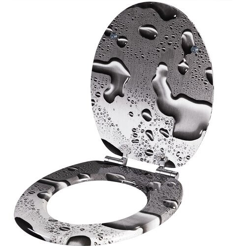 Tweedekans Toiletbril Waterdruppels – Sotf Close Antibacterieel – MDF 150kg Tweedehands