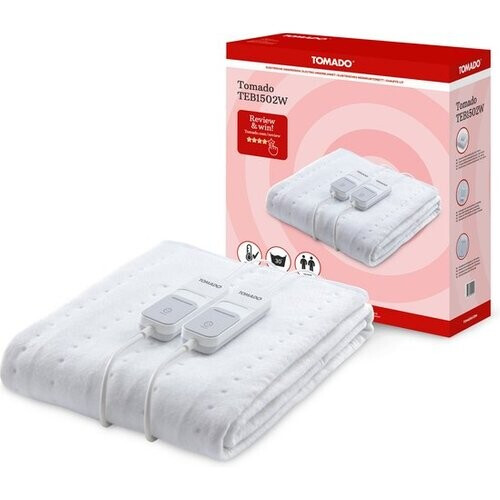 Tweedekans Tomado TEB1502W - Elektrische onderdeken - 2 personen - 160 x 140 cm - 2 schakelaars - Wit Tweedehands