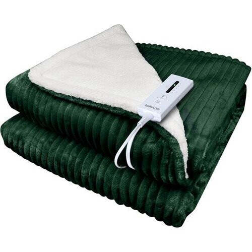Tweedekans Tomado TEB1804G - Elektrische bovendeken - omslagdeken - Warmtedeken - Superzachte fleece stof - 180 x 130 cm - Groen Tweedehands