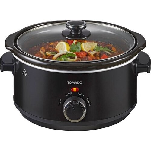 Tweedekans Tomado TSC3501B - Slowcooker - 3,5 liter - Keramische binnenpan - 3 warmtestanden - Warmhoudfunctie - PFAS vrij - Zwart Tweedehands