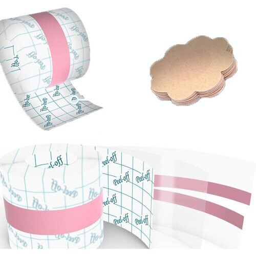 Tweedekans transparante borst tape 5 meter– invisible breast tape inc nipple covers- strapless plak BH tape – fashion tape borsten Tweedehands