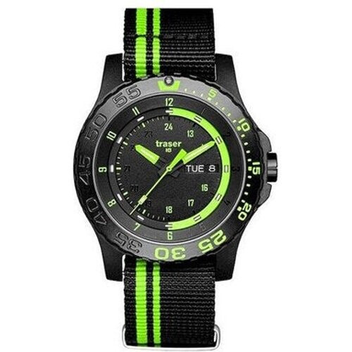Tweedekans Traser P66 Green Spirit textile - horloge - Ø 45 mm - zwart/groen Tweedehands