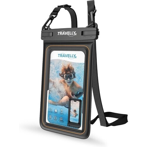 Tweedekans Travelly® Luxe Waterdicht Telefoonhoesje – Universeel Onderwater Hoesje voor Smartphone – Geschikt voor alle telefoons – Drybag – Voor Vakantie, Zwemmen & Watersport - Zwart Tweedehands