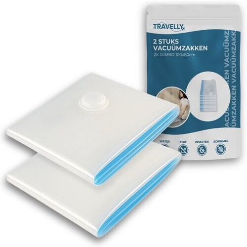 Tweedekans Travelly® Vacuümzakken & Reiszakken Set – Kleding Opbergen & Reizen – Luchtdicht – Herbruikbaar – Ruimtebesparend – Set van 2 – Transparant Tweedehands