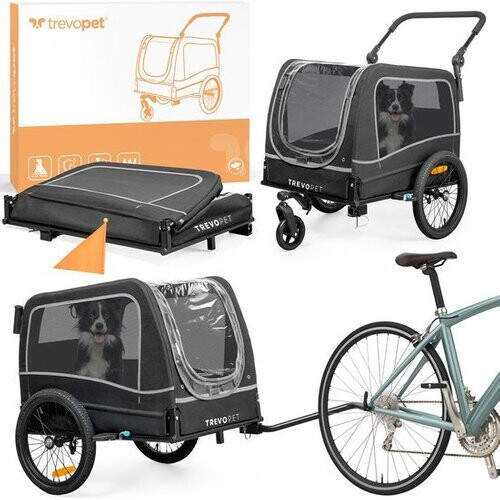Tweedekans TrevoPet - Hondenfietskar - Hondenkar - Hondenfietskar Opvouwbaar - Hondenfietskar voor Kleine en Grote honden (max. 30kg) - Honden Fietskar - 2-in-1 Hondenfietskar voor Fiets naar Hondenbuggy - Hondenwagen - Geschikt voor E-Bikes en Normale Fietsen Tweedehands