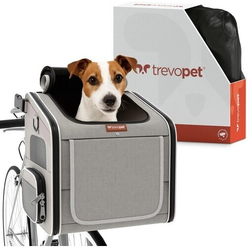 Tweedekans Trevopet® Hondenfietsmand - 4-in-1 Fietsmand Hond, Draagtas, Rugzak & Autostoel - Geschikt voor Elektrische Fiets - Voor Honden tot 8 kg - Grijs Tweedehands