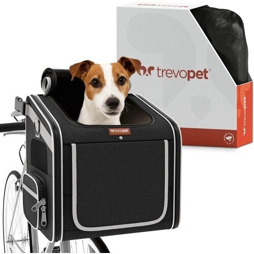 Tweedekans Trevopet® Hondenfietsmand - 4-in-1 Fietsmand Hond, Draagtas, Rugzak & Autostoel - Geschikt voor Elektrische Fiets - Voor Honden tot 8 kg - Zwart