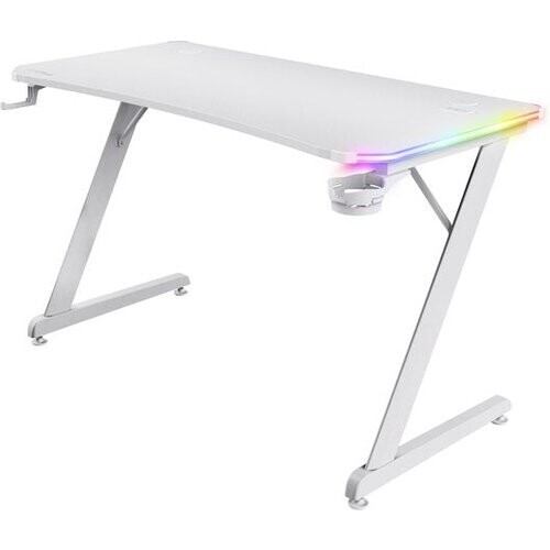 Tweedekans Trust GXT 709W Luminus Gaming Bureau - RGB Verlichting – Bekerhouder – Headset houder - Wit Tweedehands