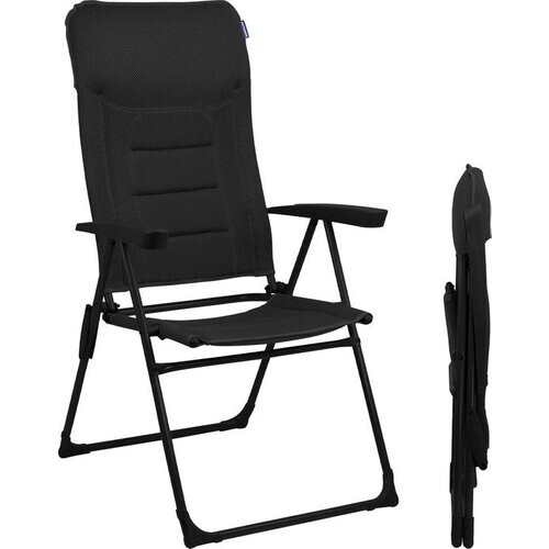 Tweedekans TRVLMORE Campingstoel - 7 standen - Comfortabele Kampeerstoel - 120 kg draagvermogen - Ligstand - Inklapbare stoel - Klapstoel - Zwart Tweedehands