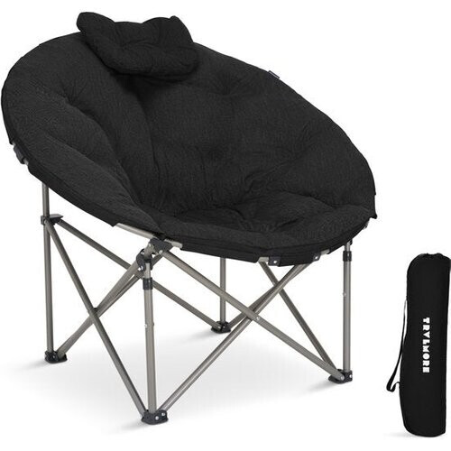 Tweedekans TRVLMORE Campingstoel XL - Opvouwbaar - 150KG Draagvermogen - Incl. Draagtas - Klapstoel - Kampeerstoel - Vouwstoel - Zwart Tweedehands