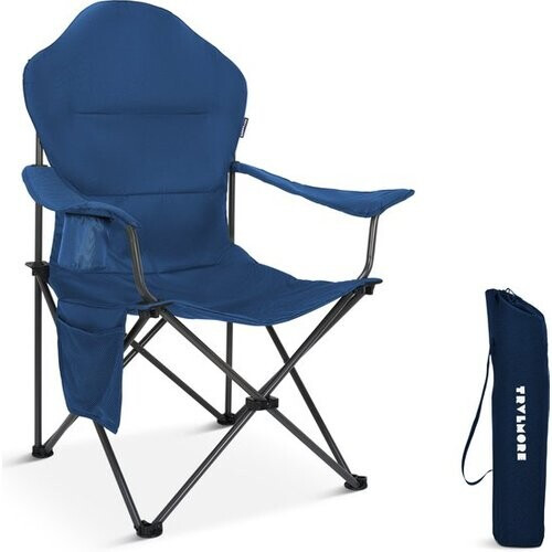Tweedekans TRVLMORE Campingstoel XXL - Opvouwbaar - 160KG Draagvermogen - Incl. Draagtas - Klapstoel - Visstoel - Kampeerstoel - Vouwstoel - Blauw Tweedehands