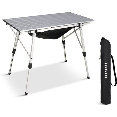 Tweedekans TRVLMORE Campingtafel Verstelbaar - 90x52x71cm - Inklapbare Tafel met Aluminium Frame - Lichtgewicht - Kampeertafel - Klaptafel - Zilver Tweedehands