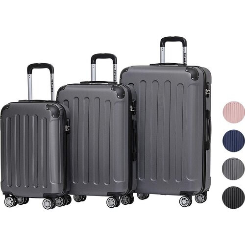 Tweedekans TRVLMORE Kofferset - 3 Delig - Complete Set - 38L Handbagage + 70L en 110L Ruimbagage - Donkergrijs Tweedehands
