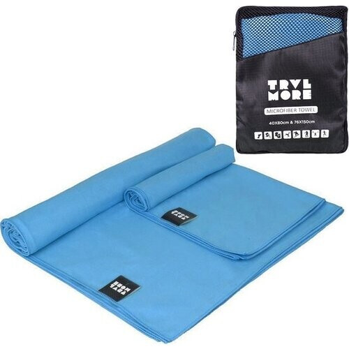 Tweedekans TRVLMORE Microvezel Reishanddoek Set - 2 Stuks - Klein (40 x 80 cm) & Groot (76 x 150 cm) - Microvezel - Blauw Tweedehands
