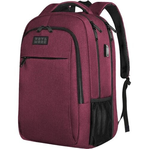 Tweedekans TRVLMORE Rugzak met Levenslange - Rugtas met 15,6 Inch Laptopvak - Schooltas - Spatwaterdicht - Heren en Dames - Jongens en Meisjes - 28L - Burgundy Tweedehands