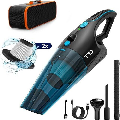Tweedekans TTD® Premium Autostofzuiger Draadloos met Luxe Opbergtas - Extra Krachtig 14.000 Pa - Nat & Droog - Inclusief 2 Premium HEPA-filters - Draadloze Kruimelzuiger - Stofzuiger voor Auto - Handstofzuiger - Kruimeldief Tweedehands