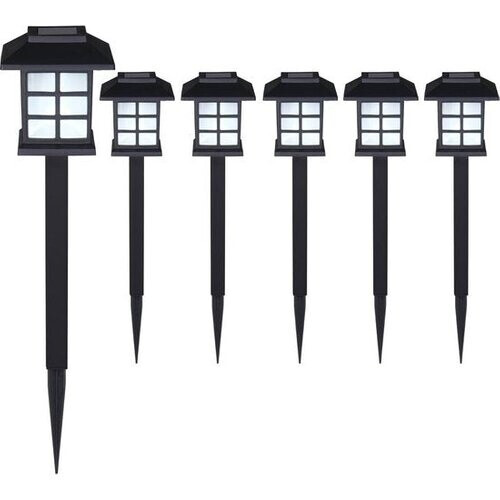 Tweedekans Tuinlamp – Set van 6 Zonne energie 8,6x8x6x38cm Prikstok - Zwart Tweedehands