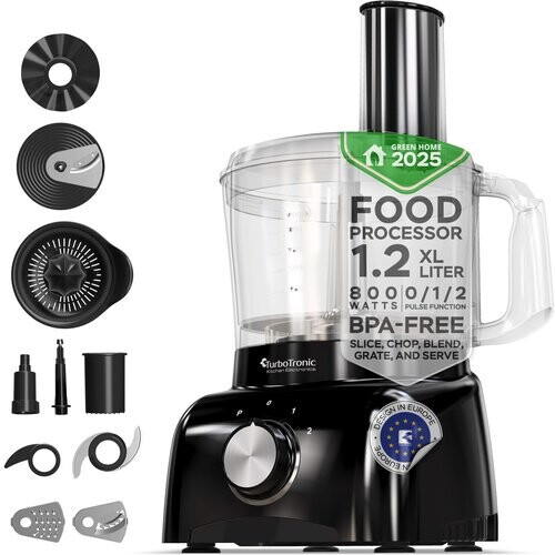 Tweedekans TurboTronic® TT-FP800 Elektrische Keukenprocessor – 1200 ml, Rood of Zwart Tweedehands