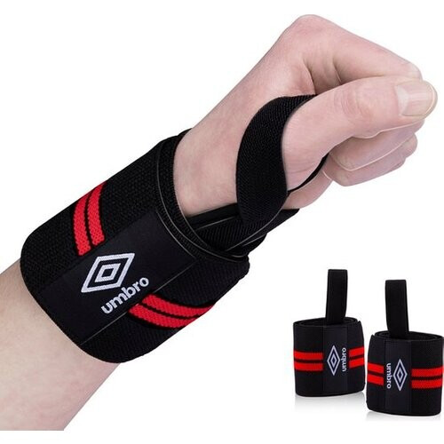 Tweedekans Umbro Polsbandages - 2 Stuks - Voor Fitness, Crossfit en Krachttraining - Rood/Zwart Tweedehands