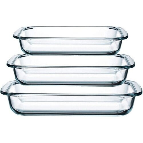 Tweedekans VAIVE 3-delige Ovenschaal Set - Rechthoekig - Glas Tweedehands