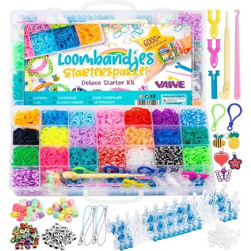 Tweedekans VAIVE Loombandjes Deluxe Starter Kit met Loombord - Loom bandjes Starterspakket - Knutselen Meisjes - Voor Kinderen - Knutselkoffer Tweedehands