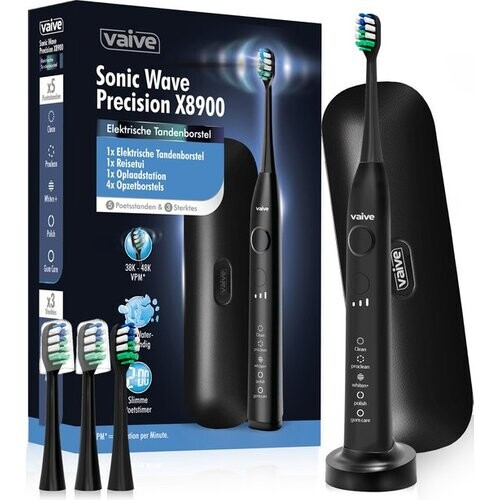 Tweedekans Vaive Sonic Wave Precision X8900 Elektrische Tandenborstel - 48000 VPM - 5 Standen, 3 Niveaus - 4 Borstelkoppen & Reisetui Tweedehands