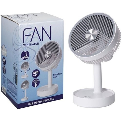 Tweedekans Van Der Meulen Ventilator - Tafelmodel - Oplaadbaar USB - Wit Tweedehands