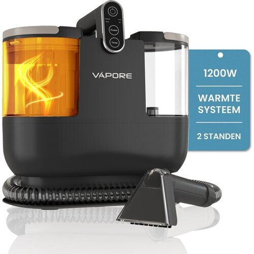 Tweedekans Vapore Tapijtreiniger - Draagbare Vlekkenreiniger - 1200W - Tapijtre Reinigen | Meubelreiniger | Met Zuigvermogen | Zetelreiniger | Zwart Tweedehands