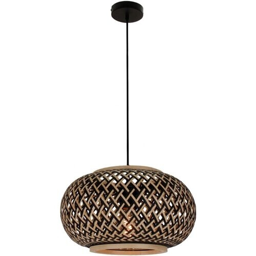 Tweedekans Various Weaving Hanglamp- Bamboe- Ø44 cm- Natuur en Zwart Tweedehands