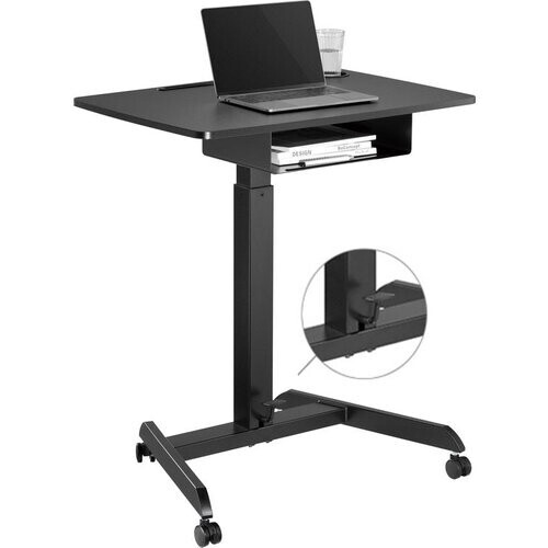 Tweedekans VDD Gaming - Bureau - Laptop Tafel - Zit Sta Bureau - Verrijdbaar - Workstation - Laptop Standaard - Bijzet Tafel op Wielen - Zwart Tweedehands