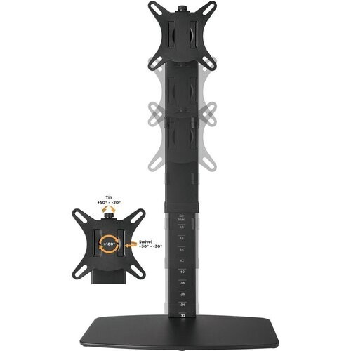 Tweedekans VDD Gaming - Monitorstandaard - Zwart - 27x27x118 cm Tweedehands