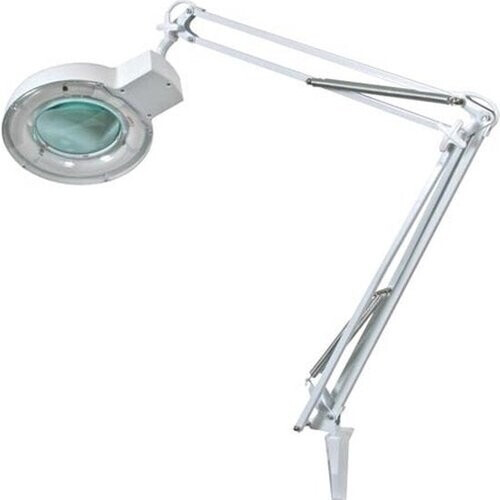 Tweedekans Velleman Loeplamp met klem, zwenkarm, aan/uit-schakelaar, spaarlamp (22 W), vergroting 2.25x, voor kinderen, volwassenen, senioren, lezen, diamond painting, hobby, werken, wit Tweedehands