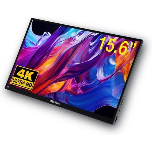 Tweedekans Verbatim – 15,6" 4K Portable Touchscreen Monitor PMT-15-4K – 357,1 x 215 x 12 mm – Voorzien Van IPS-Technologie En HDR En 10-Punts Multi-Touch En Verstelbare Standaard – Voor Gaming En Zakelijk Gebruik – Zwart Aluminium Tweedehands