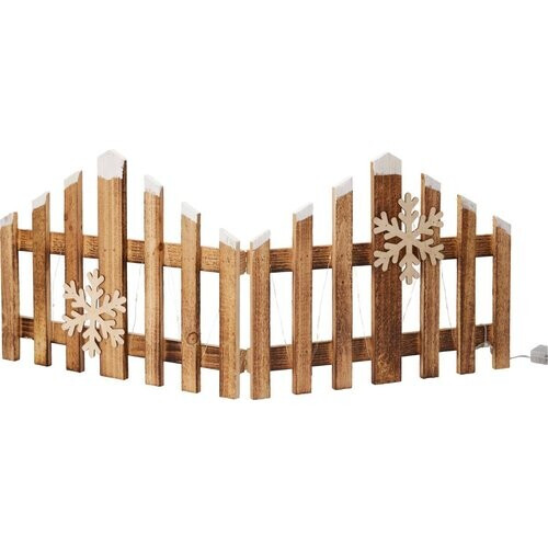 Tweedekans Verlichte houten kerstschutting – warmwit LED – bruin hout – 76 x 20 cm Tweedehands