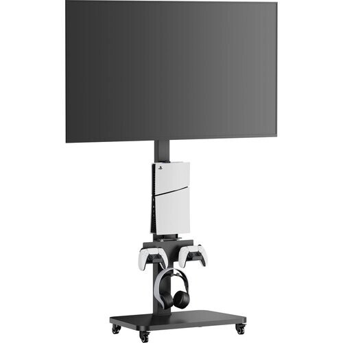 Tweedekans Verrijdbare TV Standaard met Opslag voor PlayStation 5 & PS4 – Geschikt voor 37” tot 75” TV’s – Met Houder voor Consoles, Controllers en Headset Tweedehands