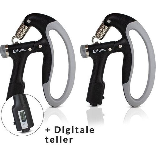 Tweedekans Verstelbare Handtrainer - Set van 2 - 10 tot 100 KG - Digitale Teller - Handknijper Fitness - Onderarm Grip Trainer - Zwart Tweedehands