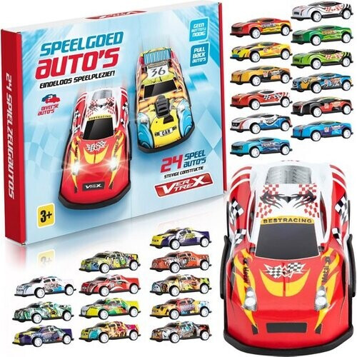 Tweedekans Vertrex Speelgoed Auto Set - 24 stuks - Autos voor Jongens - Speelgoedauto - Pull Back Wheels Autootjes - Auto's - Speelgoedautootjes Tweedehands