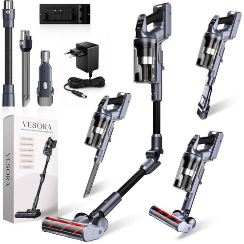 Tweedekans Vesora® Steelstofzuiger V2 Draadloos zonder Zak - Draadloze Stofzuiger - Kruimeldief Snoerloos - Vacuum Cleaner - Handstofzuiger - Stofzuiger Steel met Hepa Filter - Stofzuiger Huisdieren - Zakloze Stofzuiger Tweedehands
